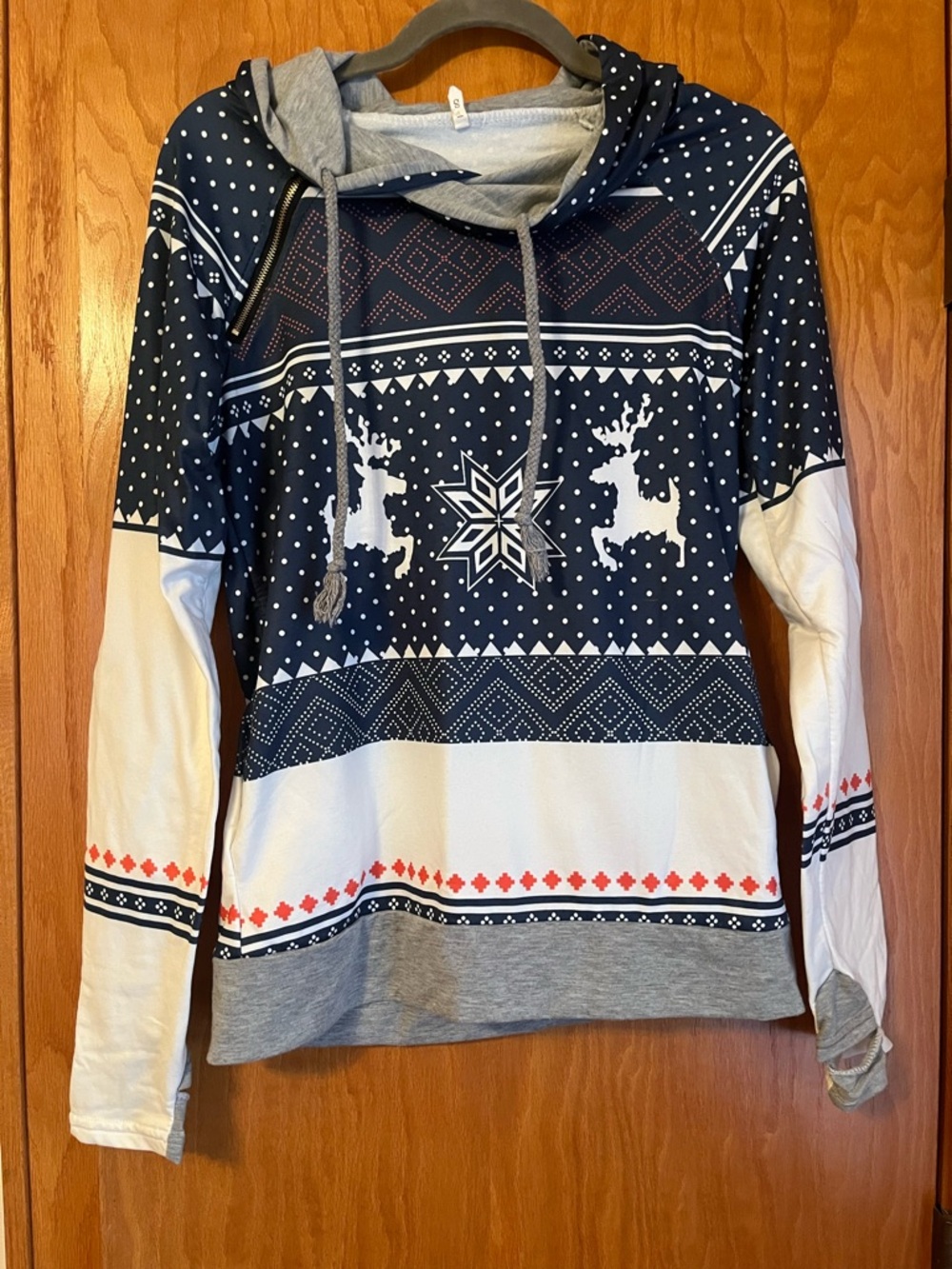Navy & White Holiday Reindeer Hoodie